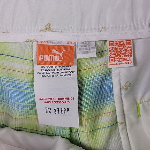 Puma Performance Golf Shorts Blue Yellow Plaid 36x11 Lightweight Quick Dry - Picture 3 of 10
